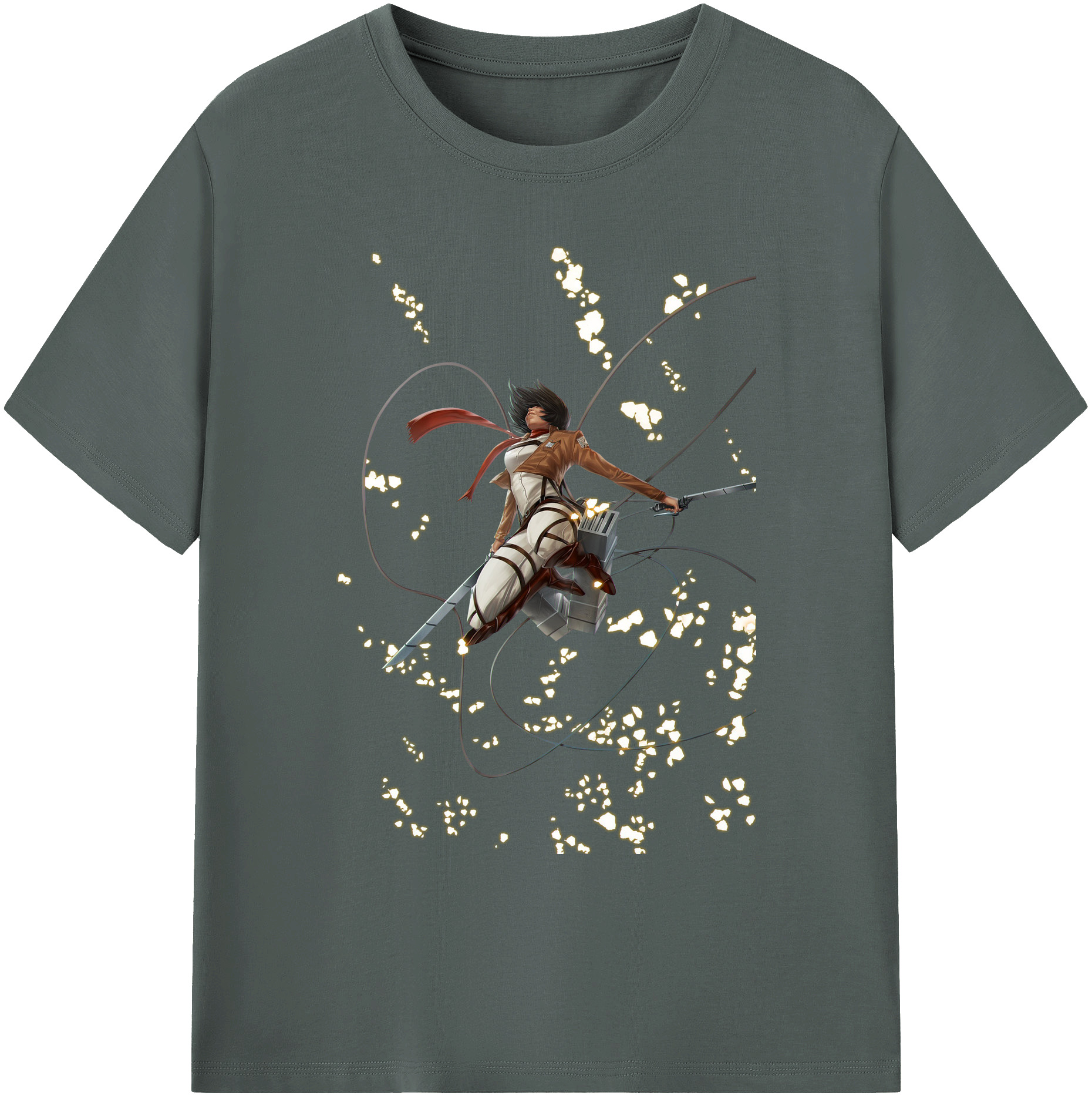 （画像用） 進撃の巨人 ミカサ·アッカーマン Attack on Titan Mikasa Ackerman 綿100％ メンズ半袖Tシャツ｜肌触りやわらか＆通気性